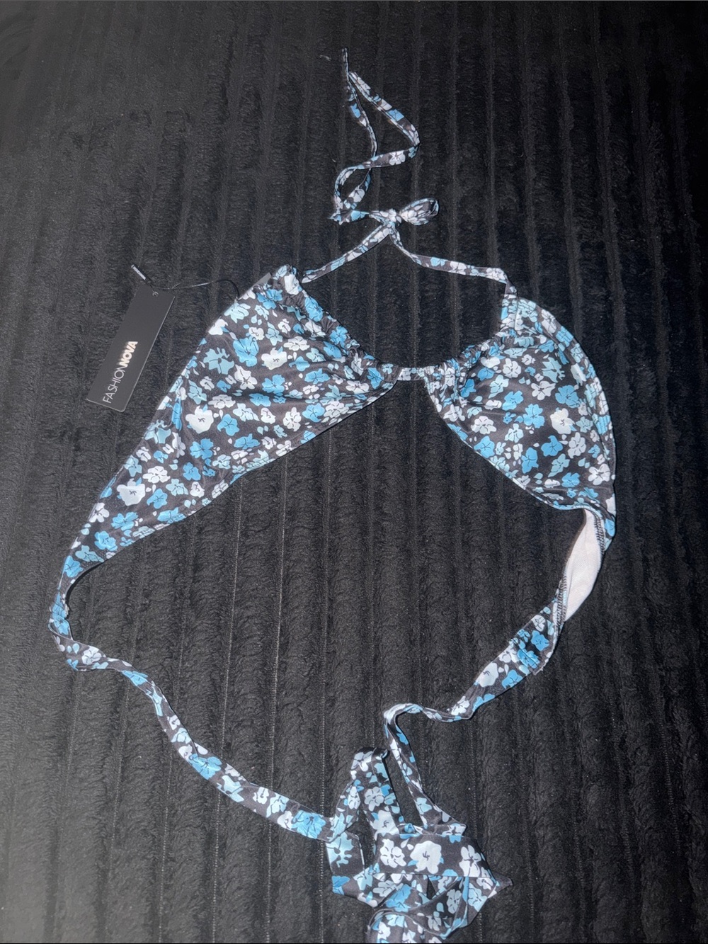 Fashion Nova Blue and White Floral Two-Piece Bikini - Picture 5 of 6